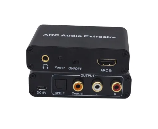 ARC to Audio Adapter Extractor HDMI-compatible Optical Fiber Coaxial 3.5mm Output Converter Black