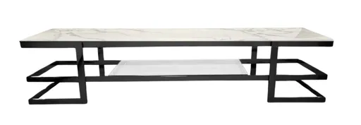 Alexa Black TV Unit - Black Glass