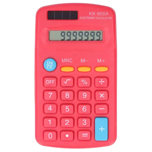 Mini Calculators Handheld 8 Digit with LCD Display Sensitive Button Solar Battery Dual Power for Office School BusinessRed