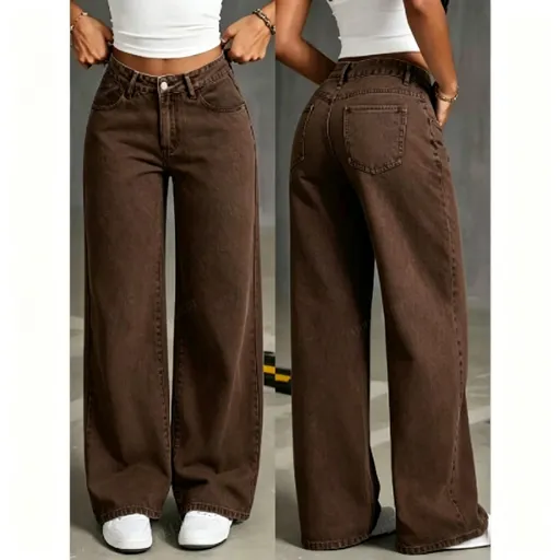 Brown Size 2XL (Recommended 70.0-80.0kg / 154.3-176.4lbs) | Relaxed Fit Straight Jeans | Christmas Maillard Comfort Gift | High Waist Hip-Covering Denim