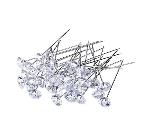 100 Pieces Diamante Corsage Pins, Two Inch Floral Rhinestone Straight Head Pins for Weddings Jewelry and Crafts, White, 2 inches