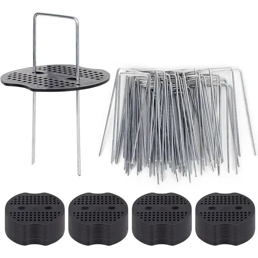 50 Garden Stakes With Washers, Galvanized Steel Tarpaulin Fixing Stakes, Mulch Fabric Fixing Staples, Galvanized Stakes
