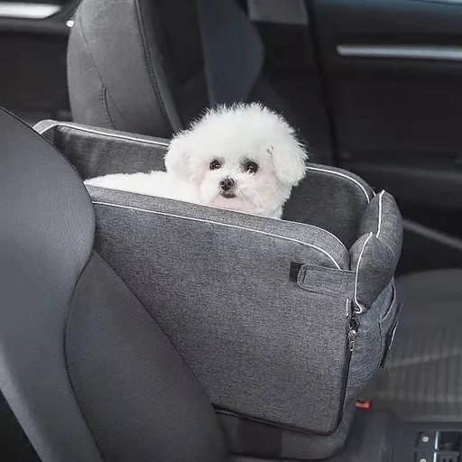 Thickened Pet Car Seat for Center Console(42x20x22CM) - Dog & Cat Booster Travel Safety Bed with Removable Cooling Mat & Handle