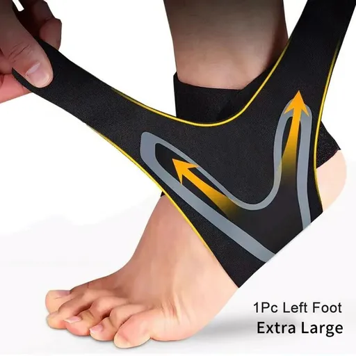 1pc Ankle Support Brace, Elasticity Adjustment Foot Bandage, Sprain Prevention Fitness Band XL Black-Left