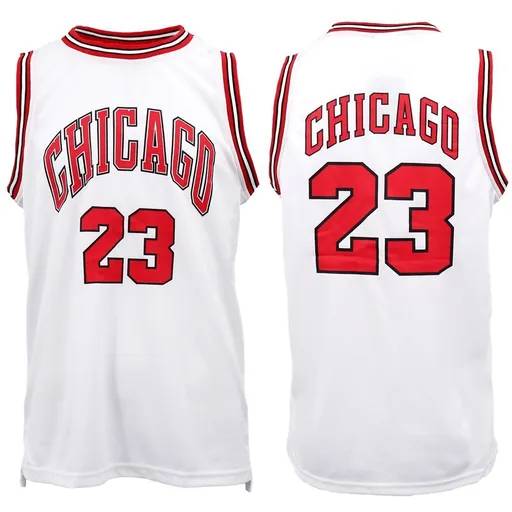 New Men's Basketball Jersey Sports T Shirt Tee Vest Tops Gym Chicago Los Angeles, White - Chicago 23, M