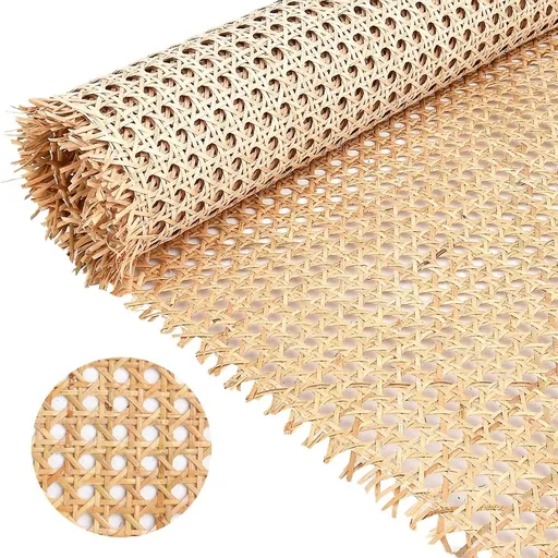 1 Roll Nature Rattan Cane Webbing, Rattan Webbing Roll for Caning Projects, Woven Open Mesh Cane for Furniture, Chair, Cabinet, Ceiling, Bed (17.7in Width x 39.3in Length)