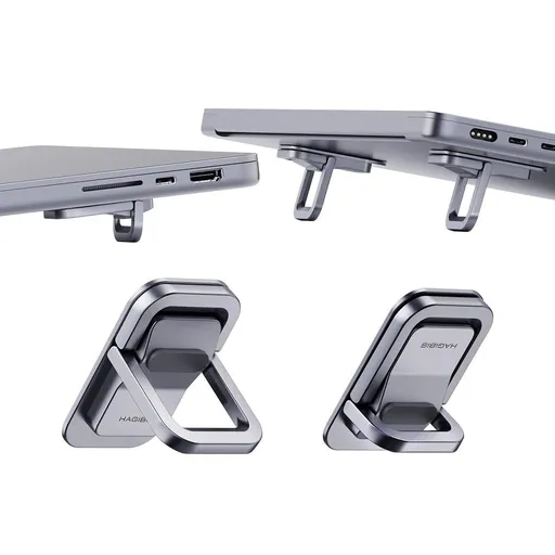 Laptop Stand Adjustable Height Ergonomic Portable Aluminum Cooling Pad Gray 2Pcs