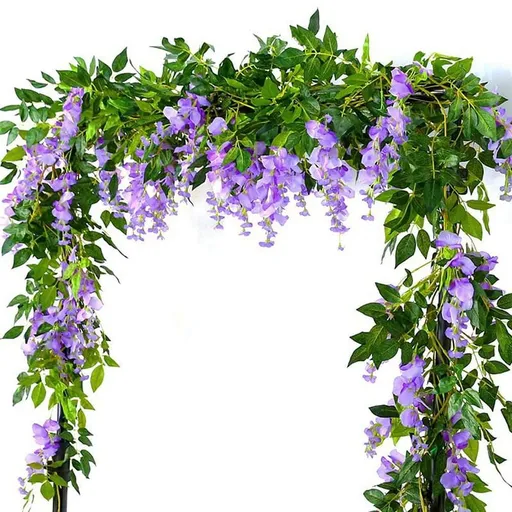 2Pcs 7Ft/Pcs Artificial Wisteria Vine, Flower Garland Vine Rattan Hanging Flowers for Outdoor Ceremony