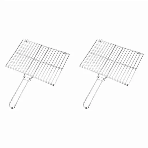 2X Flat Braai Grid Securely Holds Food for Grilling Outdoor Cooking Barbecue BBQ S
