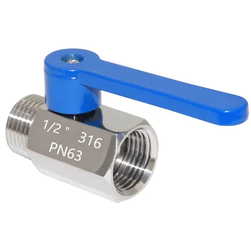 Mini Ball Valve Stainless Steel(316) 1/2" NPT Male x NPT Female Shut-Off Valve
