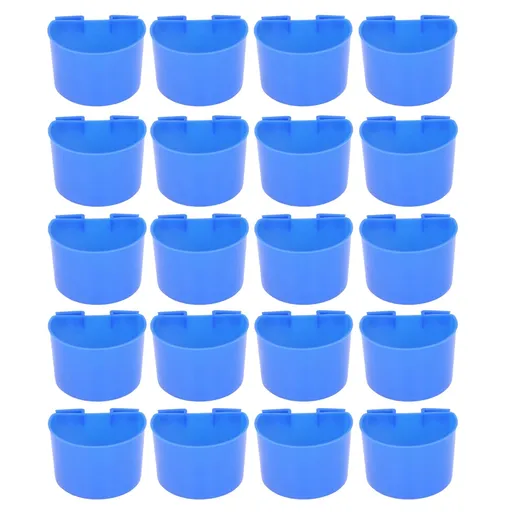 20Pcs Bird Food Bowl Plastic Parrot Water Feeding Cup Birdcage Feeder Trough Set Kit Blue 11x6cm / 4.33x2.36in