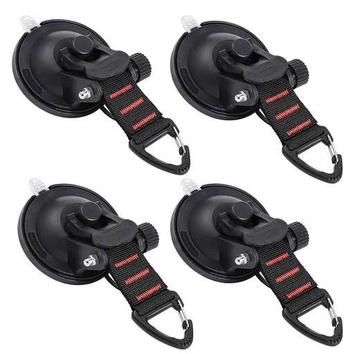 Suction Cup Hooks Heavy Duty 4 Pieces Car Camping Essentials Upgraded Tie Down Suction Cup Camper Accessories