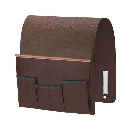 Sofa Armrest Organizer Non-Slip Bedside Armchair Caddy Storage Basket Bag Slip Resistant Couch Remote Control Holder Storage Bag for Cellphone,Tablet,Magazines,Glasses(Brown)