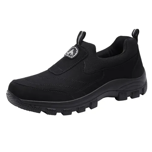 Men Slip On Hiking Shoes Waterproof Low Top Black 40