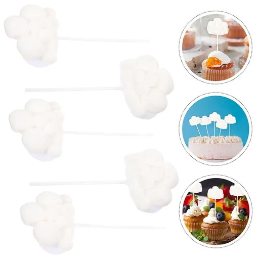 15Pcs White Cloud Cupcake Toppers Decorative Cake Picks for Wedding Birthday Party Cake Decoration