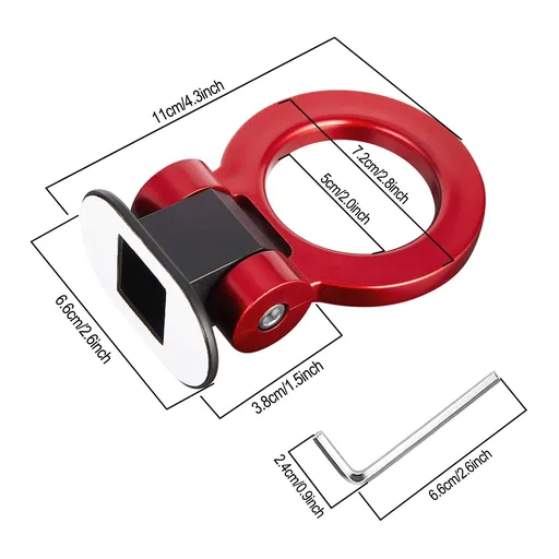 Tow Hook Kit Red Car Decorations Sticker Car Decor Bumper for Auto Exterior Accessories (ONLY Decoration)