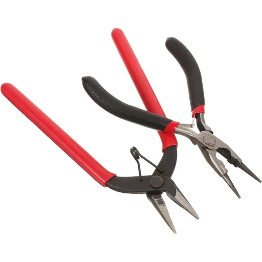 2PCS Jewelry Making Tool DIY Pliers Set - Carbon Steel Mini Oblique Pointed Nose and Flat Nose for Craft Projects