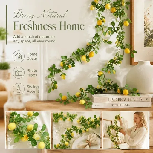Multipurpose Artificial Lemon Vine Foam Fruit Decorative Greenery