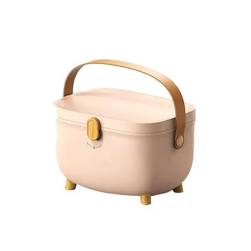 Plastic Medicine Storage Box Oval Double Layers Multi Grid Large Capacity Medical Box Organizer for Home Dorm Pink