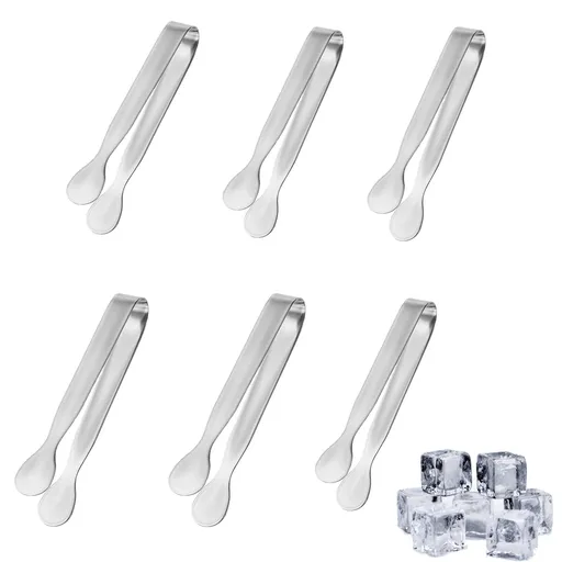 6 Pack 4.3" Sugar Cube Ice Tongs, Stainless Steel Mini Appetizers Serving Tongs for Buffets, Coffee Bar, Tea Party and Desserts