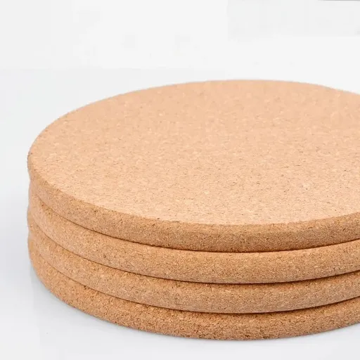 Cork coasters for beverages - Water absorbing soft wooden board, round heat-resistant bar coaster, reusable