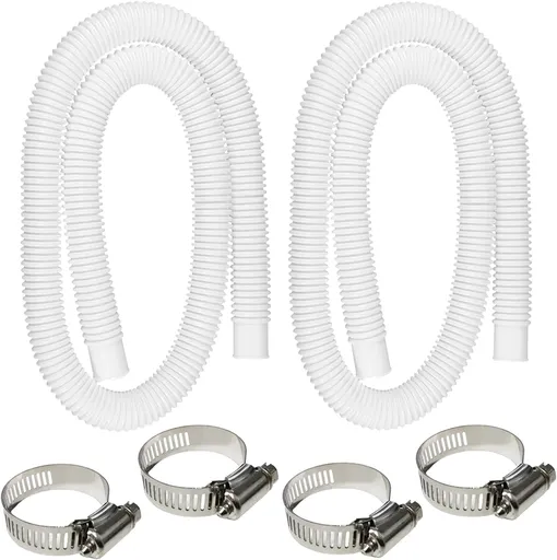 2 Pack 1.25" x 59" Pool Hose, Swimming Pool Replacement Hoses for Above Ground Pools, Pool Pump Hose for Intex Filter Pump 607, 637, 330GPH, 530GPH, 1000GPH, with 4 Metal Clamps
