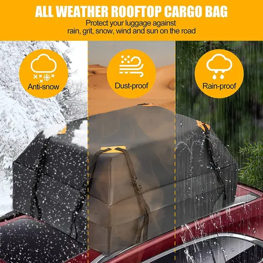 Car Rooftop Cargo Carrier Roof Bag Waterproof for All Top of Vehicle with/Without Rack-Durable Roof Top Waterproof Cargo Bag