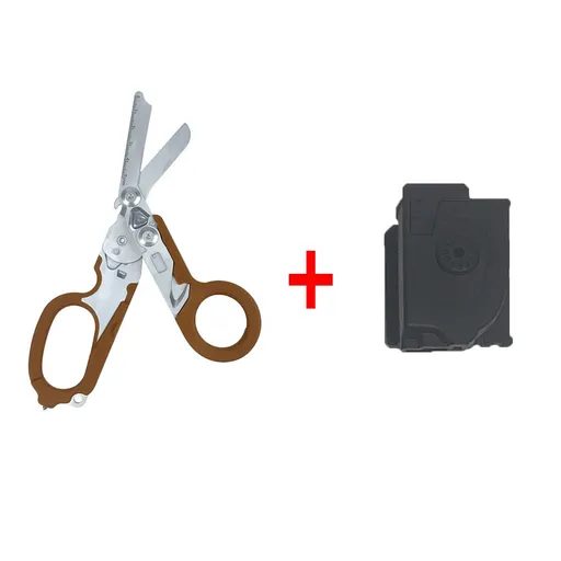 Multi-Function Folding Emergency Shear with 420HC Stainless Steel Blades, Non-Slip Rubber Handle, Quick-Release Holster, and Integrated Belt Cutter, Ring Cutter, Oxygen Tank Wrench, Glass Breaker, and Measuring Scale for Rescue, Outdoor, Vehicle, and