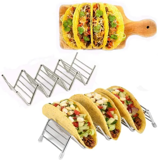 Taco Holder, Taco Tray for Kitchen Utensils and Dishwasher Safe for Home Kitchens and Restaurants (3/4 Grid)