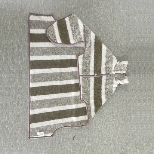 Brown Stripes Super Absorbent Pet Bathrobe with Waist Belt & Neck Snap - Full Coverage Quick-Drying Towel for Dogs & Cats (S Size)