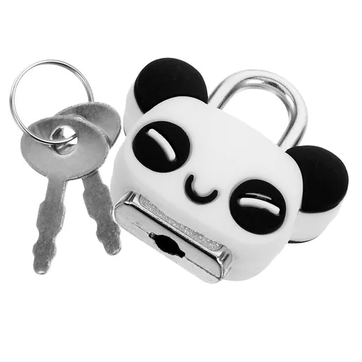 Cartoon Panda Shape Small Silicone and Metal Luggage Lock Set with Key, Travel Padlock for Suitcases and Bags