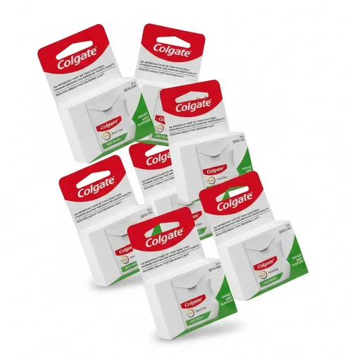 6x Colgate Total Dental Floss Mint Waxed Plaque Removal Gum Care - 25m