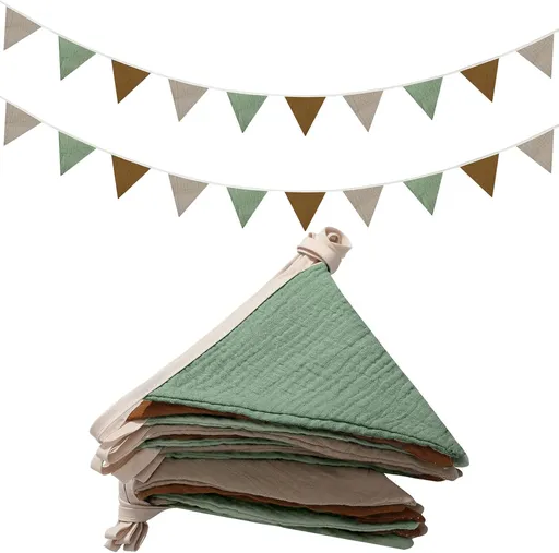 2 Pcs Pennant Banner Flags Nursery Garland Triangle Bunting Flags Playroom Wall Decor Banner for Nursery Baby Shower Birthday Boho Wedding Party Event, Each 7.75 ft(Retro Color)
