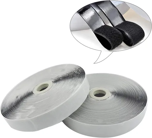 Self Adhesive Hook and Loop Tape Roll 3/4 Inch Black Strong Adhesive Interlocking Tape for Picture and Tools Hanging Pedal Board Fastening 12.6 Yard
