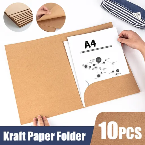 Kraft Paper Folder Set 10pcs Portable Durable File Organizer School Office Use
