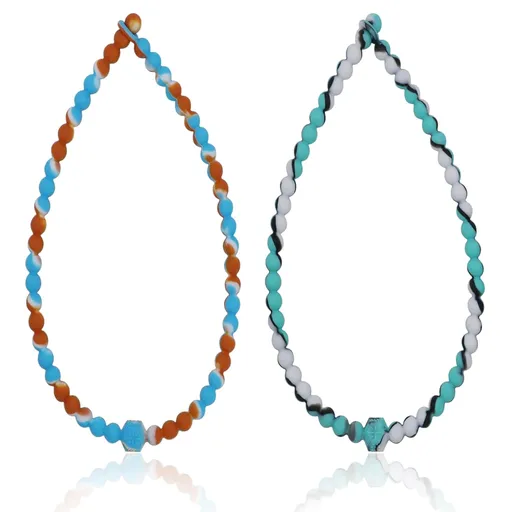 Chew Necklaces for Sensory Kids, 2 Pack Chewy Necklace Toys Reduces Stress and Anxiety, Kids with ADHD, Autism, SPD Tie-dye Orange green -