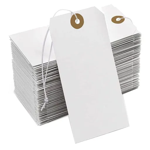 Reinforcing Paper Tag with String Attached,200 Pcs Paper Hanging Tags with Elastic Rope Attached