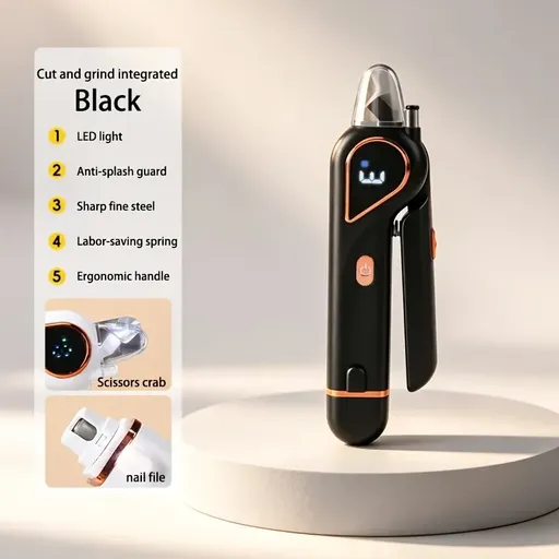 Electric Cat & Dog Nail Trimmer, LED Quick Sensor, Anti-Scatter, Type-C(black)