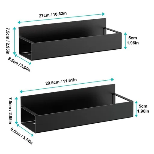 2 Pack Magnetic Spice Storage Rack Organizer for Refrigerator and Oven, Black Fridge Organizers and Storage