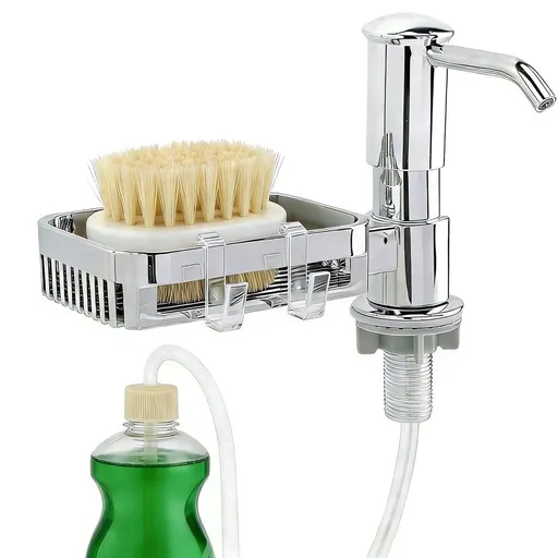 Soap Dispenser for Kitchen Sink, 31.5" Built in Soap Dispenser Pump with Sponge Holder