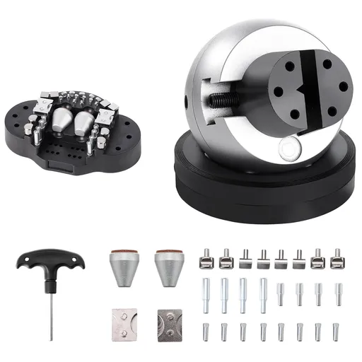 Engraving Block 5 Inch Ball Vise with 34 Piece Accessories and Rubber Base