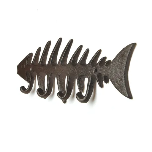 Comfify Decorative Fish Bones Wall Mounted Towel Rack Stylish Cast Iron Hanger with 4 “Fish Bones” Hooks for Towels