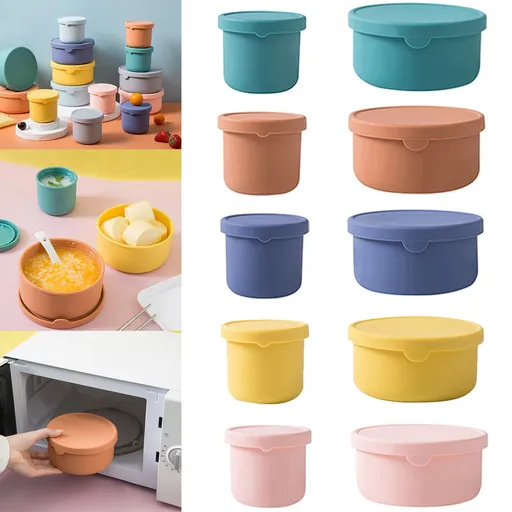 Silicone Food Containers for Kids, Reusable Baby Snack Fruits Container with Lids, Leak Proof Silicone Food Storage Containers Kids Small Lunch Box BPA Free for Daycare School Travel Yellow1