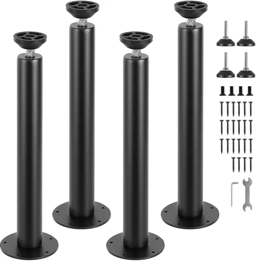 406.4MM Adjustable Desk Legs, Reinforced Steel Office Table Furniture legs Set of 4 for DIY, 1200 lbs Load Capacity Heavy Duty Desk Legs, Quick Instalation Legs with Adjustable Foot Cup Black