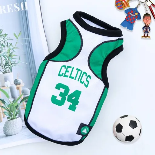 Dog Cat Summer Soccer Jersey Vest White Green Size 34 Celtic 3XL (Chest 75cm, for pets approx. 20-38 jin)