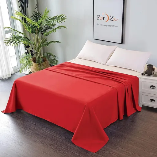 Elegant Comfort Premium Hotel Quality 1-Piece King Flat Sheet, Luxury and Softest 2000 Thread Count Bedding Flat Sheet(King,Red)