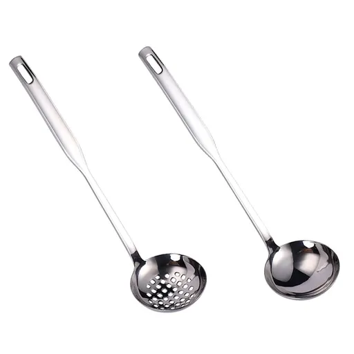 Stainless Steel Soup Spoon Set, Silver, Long Handle, , Easy Storage, 2Pcs