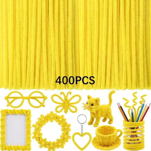 400 Pcs 24" Extra Long Pipe Cleaners,Yellow Chenille Stem Craft Supplies,Fuzzy Sticks for Diy Arts,Festivals and Decor