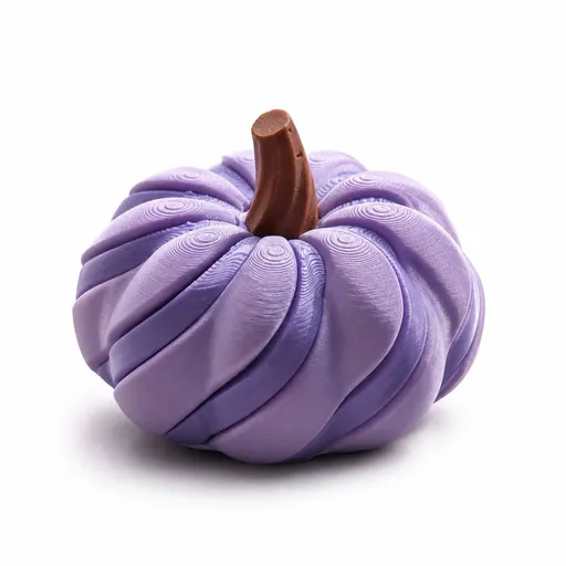 2 Pack 3D Printed Spiral Pumpkin Decoration - Dark Purple Twisted Rib Design, Lightweight Halloween Tabletop Ornament for Autumn Home and Party Decor