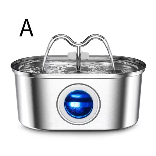 304 Stainless Steel Pet Water Fountain, 3.2L Oval Design with Dual Water Flow, Ultra-Quiet Automatic Circulating Filtered Drinking Station for Cats and Dogs, USB Powered (Adapter Not Included), Dishwasher Safe (A)